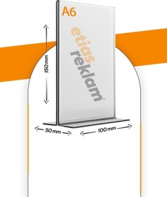 Resim Genel Markalar A6 T Tipi Dikey Masa Üstü 10'lu Paket / 2.8 Mm Şeffaf Pleksi Föylük / Broşürlük 