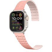 Resim Mobilefix İos Watch Uyumlu 44mm Krd-111 Çizgili Desenli Silikon Kordon-pembe 