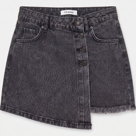 Resim Kadın Gri Renk Önü Düğmeli Denim Şort Etek - 1638 GRİ / 36 