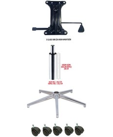 Resim Turaofis Çift Kollu Mekanizma+100Lük Amortisör+Ahtapot Krom Ayak+5Tekerlek 