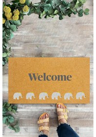 Resim Welcome, Fil Deseni, İç Ve Dış Kapı Önü Paspası, Dekoratif Paspas 