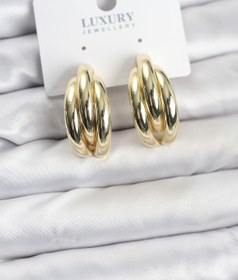 Resim NETWORK ART Gold Renk Pirinç Yarım Halka Model Kadın Küpe - Lisinya 