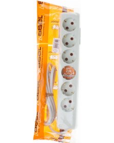 Resim Asel Ara Kablo Topraklı Grup Priz 6'lı 2Mt Düz ASL-100 