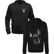 Resim Bulldog Baskılı Siyah Ön Arka Çocuk Baskılı Sweatshirt 