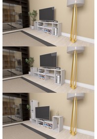 Resim Çok Şekilli Fonksiyonel Tv Sehpası, Dekoratif Sehpa-kitaplık,... Beyaz 