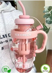 Resim Bıgmug Ice Cream Tritan Pipetli Suluk Detoks Matara 1300 Ml Pembe 