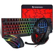 Resim Huahai T-Wolf TF800 4-In-1 Oyun Combo 104 Anahtar Klavye + 4 Renkli Arka Işık Fare + 3.5mm Oyun Kulaklığı + Mouse Pad 