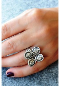 Resim Antik Gümüş Kaplama Motif Şekilli El Yapımı Ayarlanabilir Yüzük - 509227069 Çok Renkli 