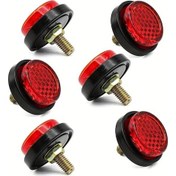 Resim Chuangyinshop 6pcs Kirmizi Motorcycle Mini Plaka Reflektoru Yuvarlak Reflektorler Plaka Civatalari Ve Somunlari 