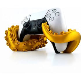 Resim Ps5 Dualsense Gamepad Standı - Altın Ahtapot Tasarımlı 3D Baskı Tutucu 