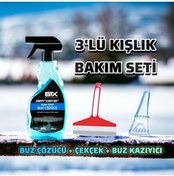 Resim Betax 3’lü Kışlık Araç Bakım Seti Buz Çözücü Sprey & Buz Kazıyıcı & Çekçek 