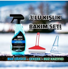 Resim Betax 3’lü Kışlık Araç Bakım Seti Buz Çözücü Sprey & Buz Kazıyıcı & Çekçek 