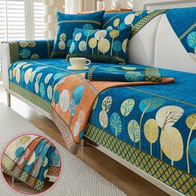 Resim Moontree Boho Chic Şenil Koltuk Örtüsü - Evcil Hayvan Dostu, Makinede Yıkanabilir, 1-4 Kişilik & Bölme Koltuklara Uyar - Canlı Yaprak Deseni, Ev Dekorasyonu Hediyeleri İçin İdeal, Rahat Koltuk 
