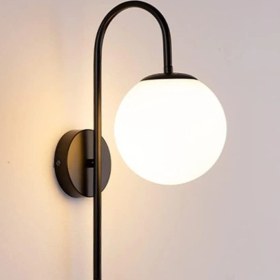 Resim Mediterian Cam Yatak Başlığı Okuma Lambası E27 Beyaz Siyah Modern Tasarım 