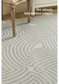 Resim Modern Salon Halısı Oturma Odası Halısı Yolluk Gri Halı Hav Toz Vermez Kolay Temizlenebilir Halı Gümüş 