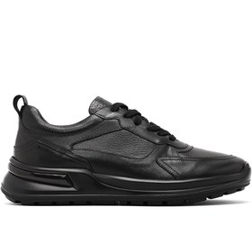 Resim Derimod Erkek Siyah Bağcıklı Kalın Tabanlı Deri Casual Sneaker,Kışlık Spor Ayakkabı 25WFD641014 