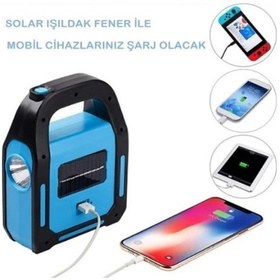 Resim Büro Ev Ofis Kamp Keyfi İçin Solar Güneş Enerji Şarjlı Powerbanklı Işıldaklı Lamba Açık Gri 