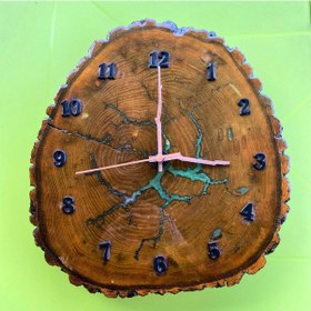 Resim Lichtenberg Desenli Epoksi Kaplamalı Ahşap Duvar Saati Bronz 