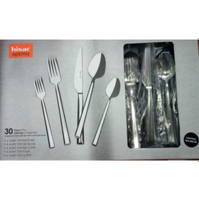 Resim Hisar Optima Miami 30 Parça 6 Kişilik Çatal Kaşık Bıçak Takımı Gümüş 