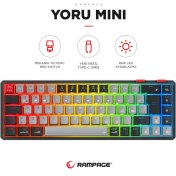 Resim Rampage Yoru Mini Gri/Siyah Type-c Bağlantı Rgb Mekanik Gaming Oyuncu Klavyesi Red Switch Q Tr 