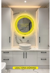 Resim 70 Cm Led Li Günışığı Banyo Aynası Yuvarlak Duvar Aynası Modern Dekoratif Ayna Diğer 