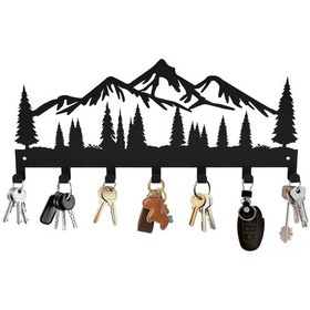 Resim Tenfowee Orman Silüeti Desenli Duvar Tipi Demir Anahtar Rakası - 30.48cm, Sağlam Saklama, Pratik Montaj 