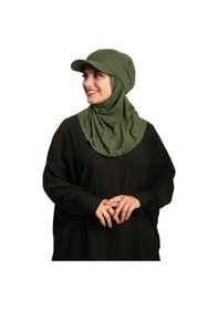 Resim Hürrem Bone Haki Pratik Hazır Geçmeli Şapkalı Tesettür Eşarp Viskon Düz 2513 09 haki 