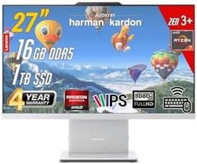 Resim LENOVO IdeaCentre 27ARR9 AMD Ryzen 7-7735HS 16GB 1TB 27 FHD FreeDos Beyaz All in One Bilgisayar 