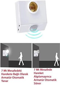 Resim 9W (60W) 360 Derece Hareket Sensörlü Lamba Beyaz 6500K E27 