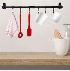 Resim Ollevra Duvara Monte Edilen 6 Kancalı Dekor Kaşıklık Ve Kupa Askısı 