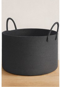 Resim Mavaux Clover Özel Pamuklu Saplı Jüt Battaniye Sepeti Hasır Oyuncak Sepeti Jüt Çamaşır Sepeti 40-30 Antrasit 