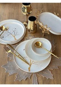 Resim Yemek Takımı Modern Arbol Bird 24 Parça 6 Kişilik 