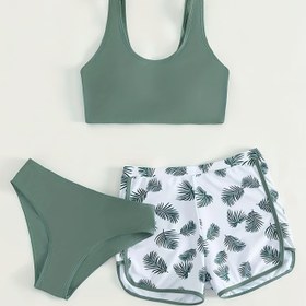 Resim Çocuklar için 3 Parçalı Bikini Mayo Takımı 