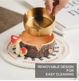 Resim Dashanshop Sevimli Mantar Şekilli Paslanmaz Çelik Kahverengi Reçine Kül Tablası Ev Bahçe 