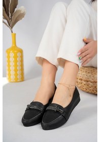 Resim GİMER - Üstü Taşlı Siyah Kadın Ayakkabı - MCT0401G Siyah 