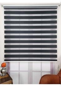 Resim Siyah Bambu Düz Zebra Stor Güneşlik Perde 