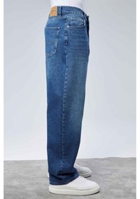 Resim Cedy Denim Cedy Denım Yüksek Kalite Erkek Yüksek Bel Baggy Skater Jean Mavi 