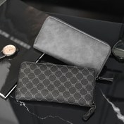 Resim 1 Şık Erkek Uzun Cüzdan - İş Görünümlü Suni Deri Geometrik Desenli, Çoklu Kart Yuvaları, Büyük Kapasiteli Bozuk Para & Telefon Tutucu, Fermuarlı Bölmeler - Erkek Arkadaş İçin İdeal Hediye, Sevimli Cüzdan 