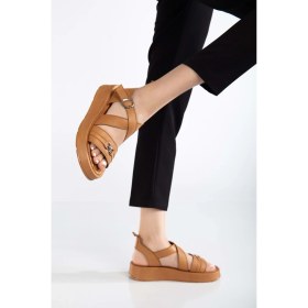 Resim Analin Shoes Kadın Deri Çapraz Bilekten Bantlı Günlük Sandalet - Beyaz 