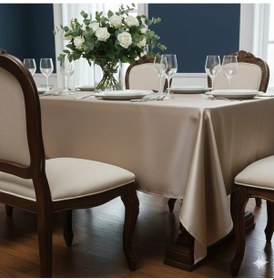 Resim Kristal Simli Kumaş Bej Masa Örtüsü Dikdörtgen 140 200 Cm - 518 Çok Renkli 