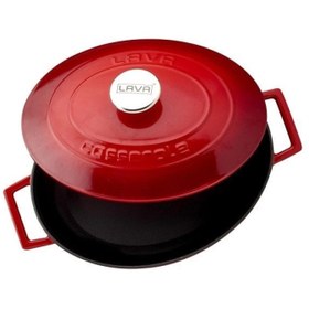 Resim Lava Folk 29 cm Oval Döküm Kırmızı Tencere 