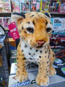 Resim Leopar Oturan Peluş Oyuncak Turuncu 