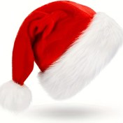 Resim 1 Adet Fei Rui Noel Şapkası - Kırmızı Tüylü Ponponlu, Sıcak Kenarlı Kadın ve Erkek için Santa Bere - Parti, Ofis, Ev Dekorasyonu - Noel Baba Kostüm Aksesuarı, Mevsimlik Moda, Klasik Tasarım, Yumuşak Kumaş, Unisex 
