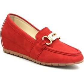 Resim Prego Termo Kaymaz Taban Toka Detaylı İçten Dolgu Topuk Günlük Kadın Ayakkabı Kırmızı Kırmızı 