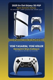 Resim NS Store GS5 Pro PS5 Tasarımlı Kablosuz Çift Kol Oyun Konsolu – 4K, 2.4G, 53 Emulatör, 30.000 Oyunlu Atari 