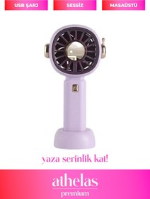Resim Athelas 3 Kademeli 1200mAh Şarjlı Sessiz Mini Masa & El Fanı | USB Soğutucu Taşınabilir Kaliteli Vantilatör 