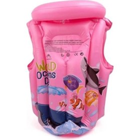 Resim Pembe Desenli 3-7 Yaş Havuz Ve Deniz Can Yeleği Yüzme Öğrenme Pembe 