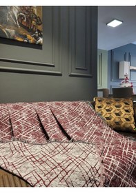 Resim Lüks Pamuklu Koltuk-çekyat Örtüsü 170x220 Bordo Çift Taraflı ,terletmez ,kaymaz ,toplanmaz Bordo 