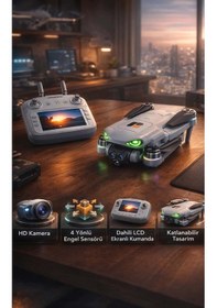 Resim 4 Yönlü Engel Sakınma Özellikli Hd Kameralı Katlanabilir Drone - Akıllı Ekranlı Kumanda Seti 