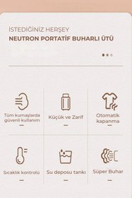 Resim NEUTRON Portatif Buharlı Kırışık Giderici Dikey Ütü Siyah 